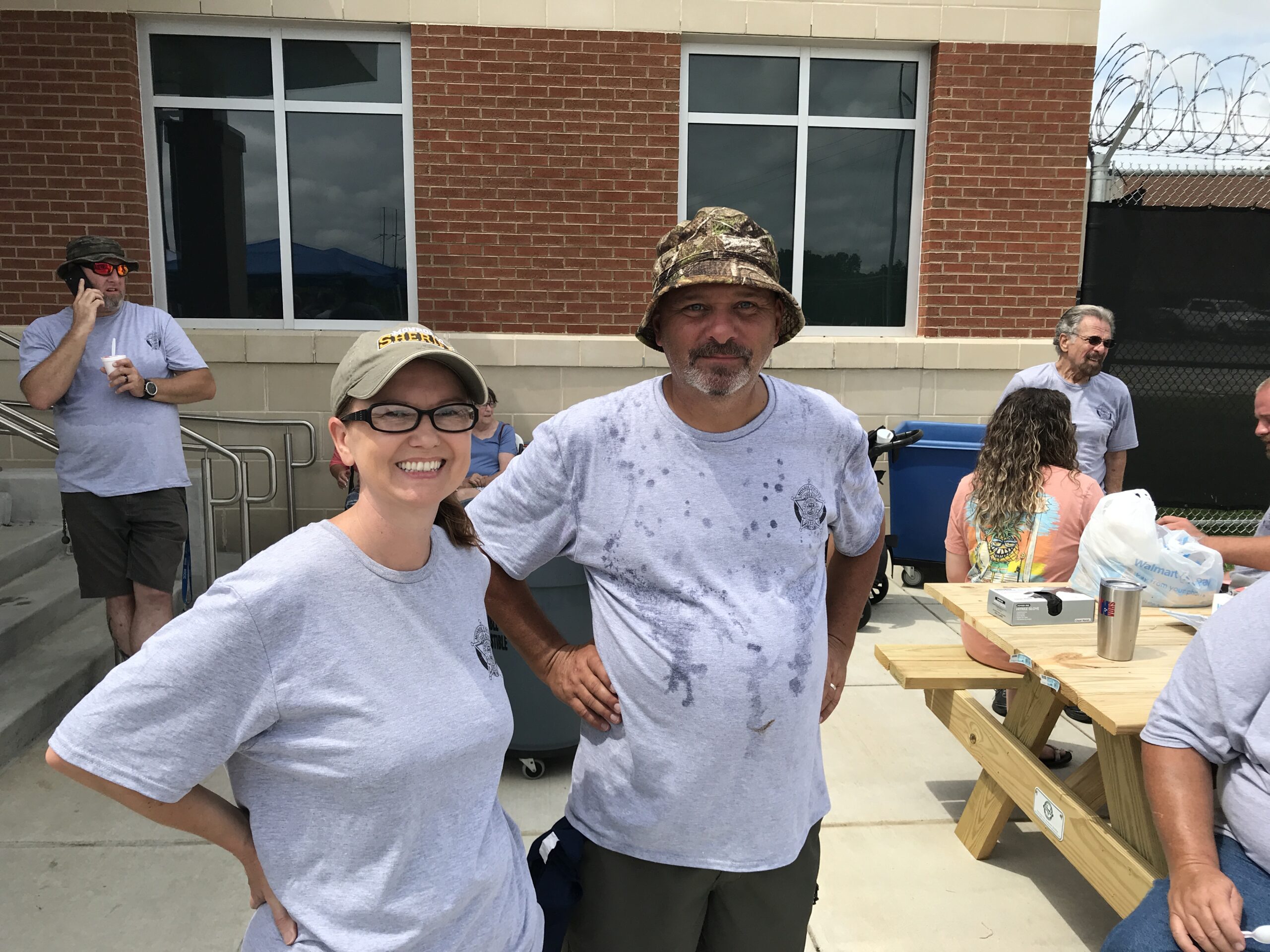 Cathy Johnson and Chris White working hard