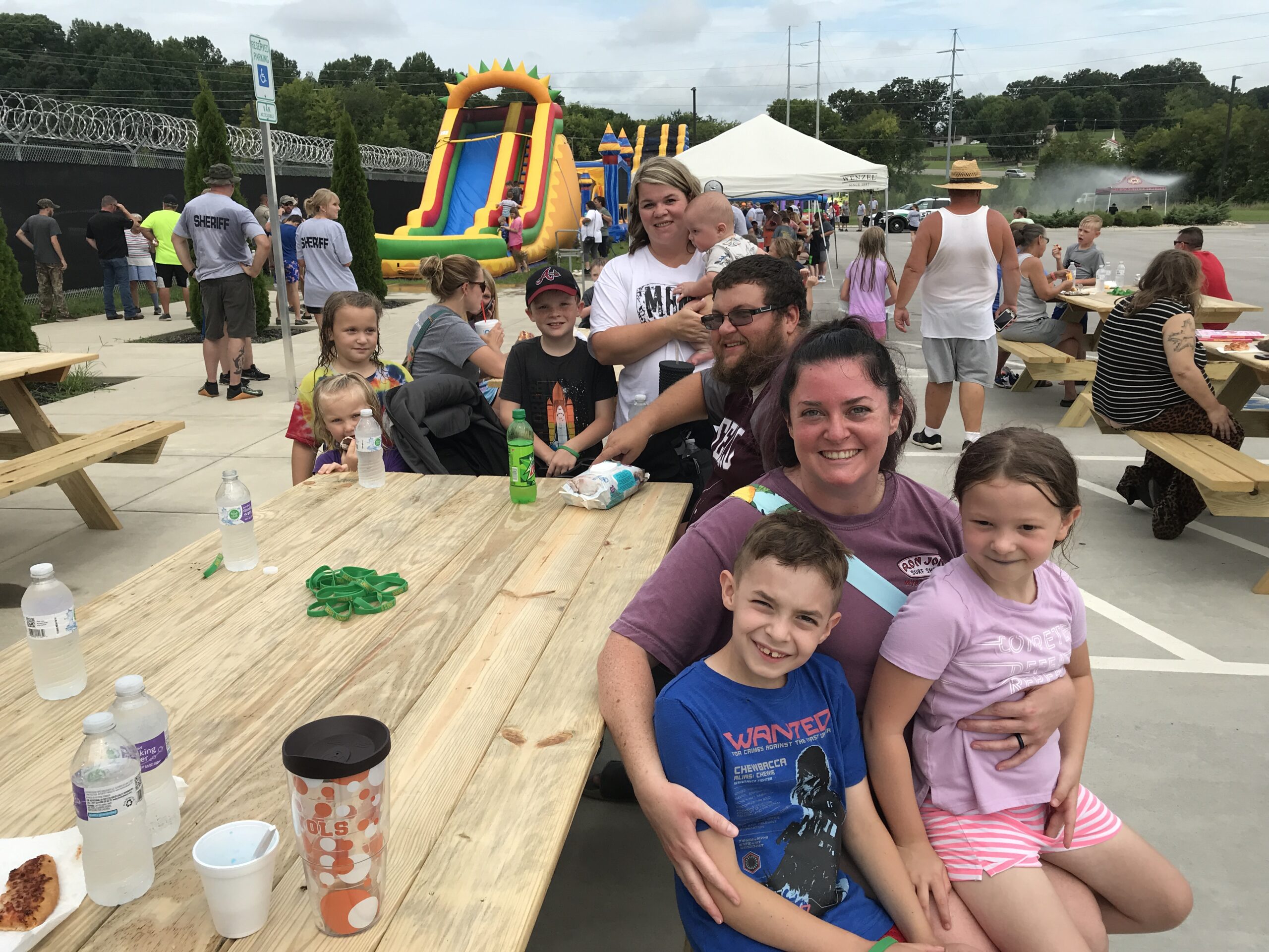 Kids eating at picnic table