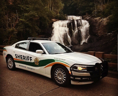 Sheriff Office cruiser at Bald River Falls
